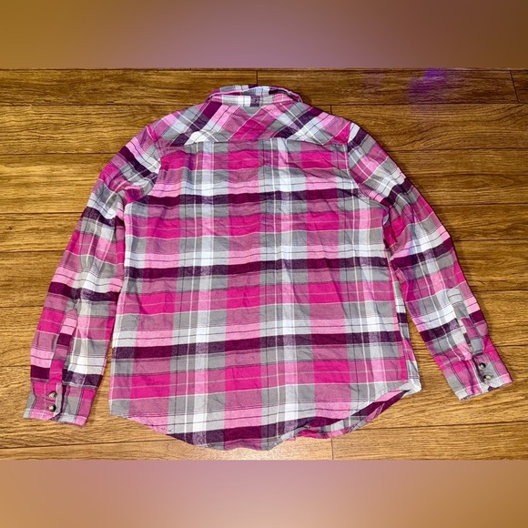 Canada Weather Gear Womens Pink Gray Flannel Shirt Size Medium - Picture 3 of 9